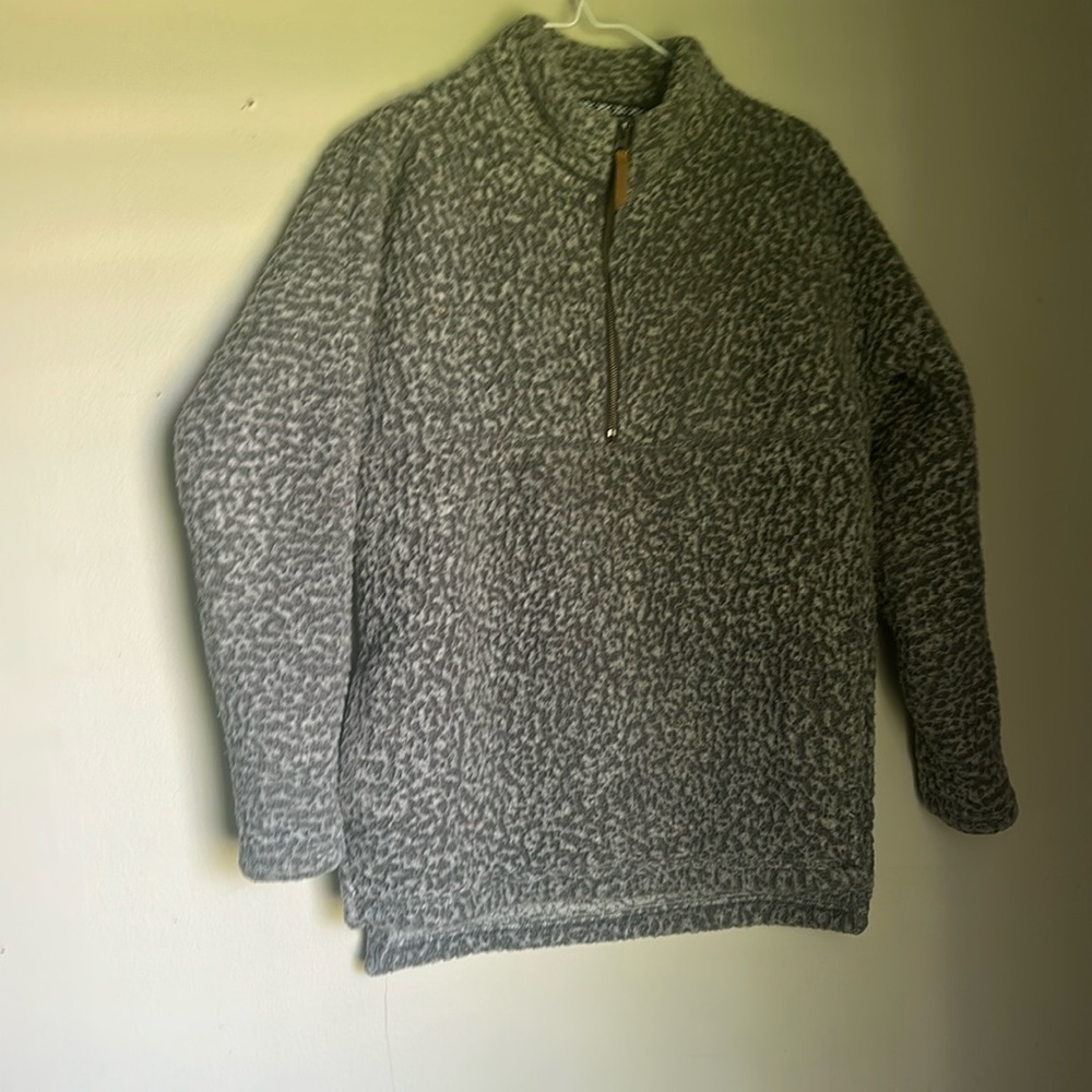 Time and Tru Gray Zip Up Sweater Plush Heathered Design Men’s